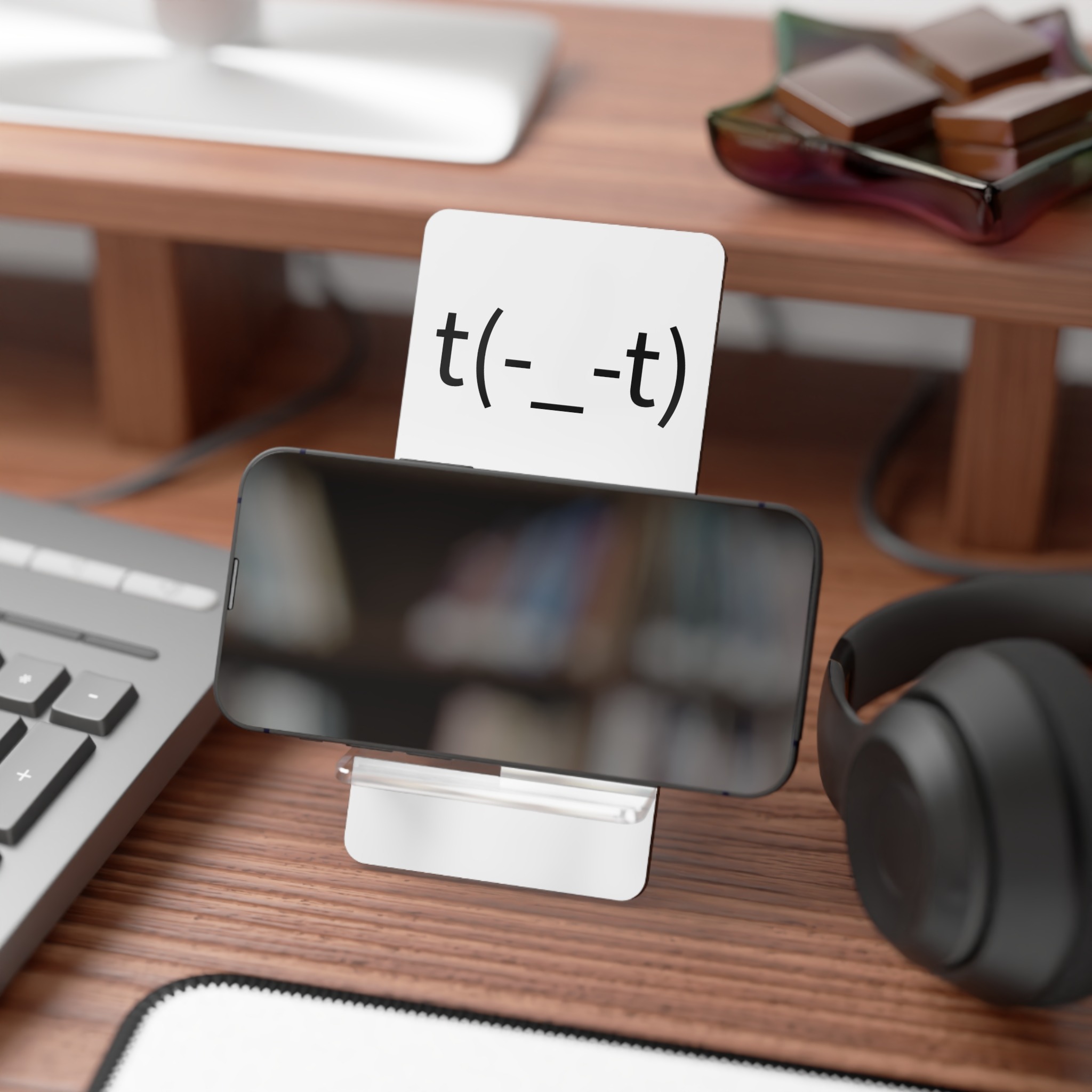Acrylic Phone Stand – Minimalist Desk Display with Bold Custom Print | Smartphone Holder for Office or Nightstand