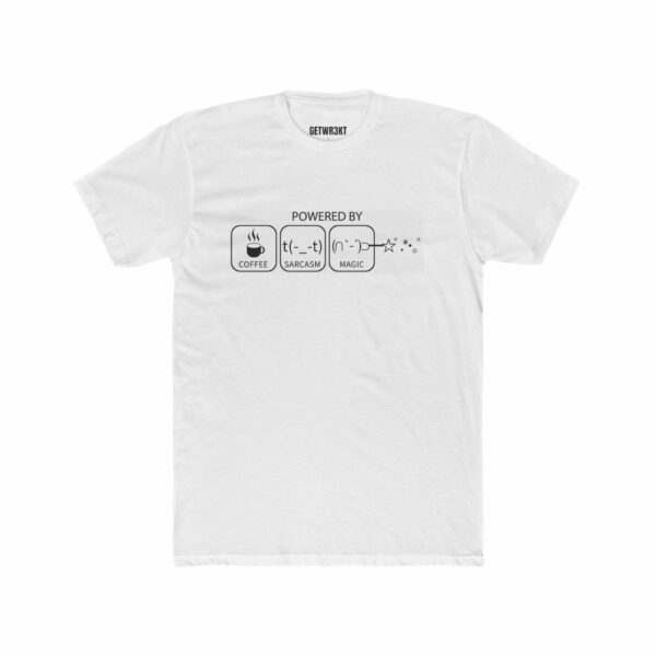 Powered by Coffee Sarcasm Magic Unisex Cotton Crew Tee